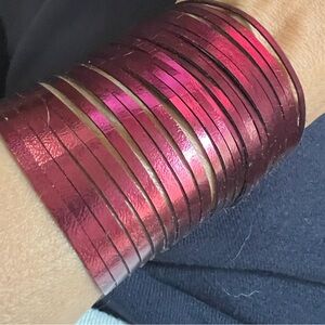 Metallic Red Leather Slice Bracelet